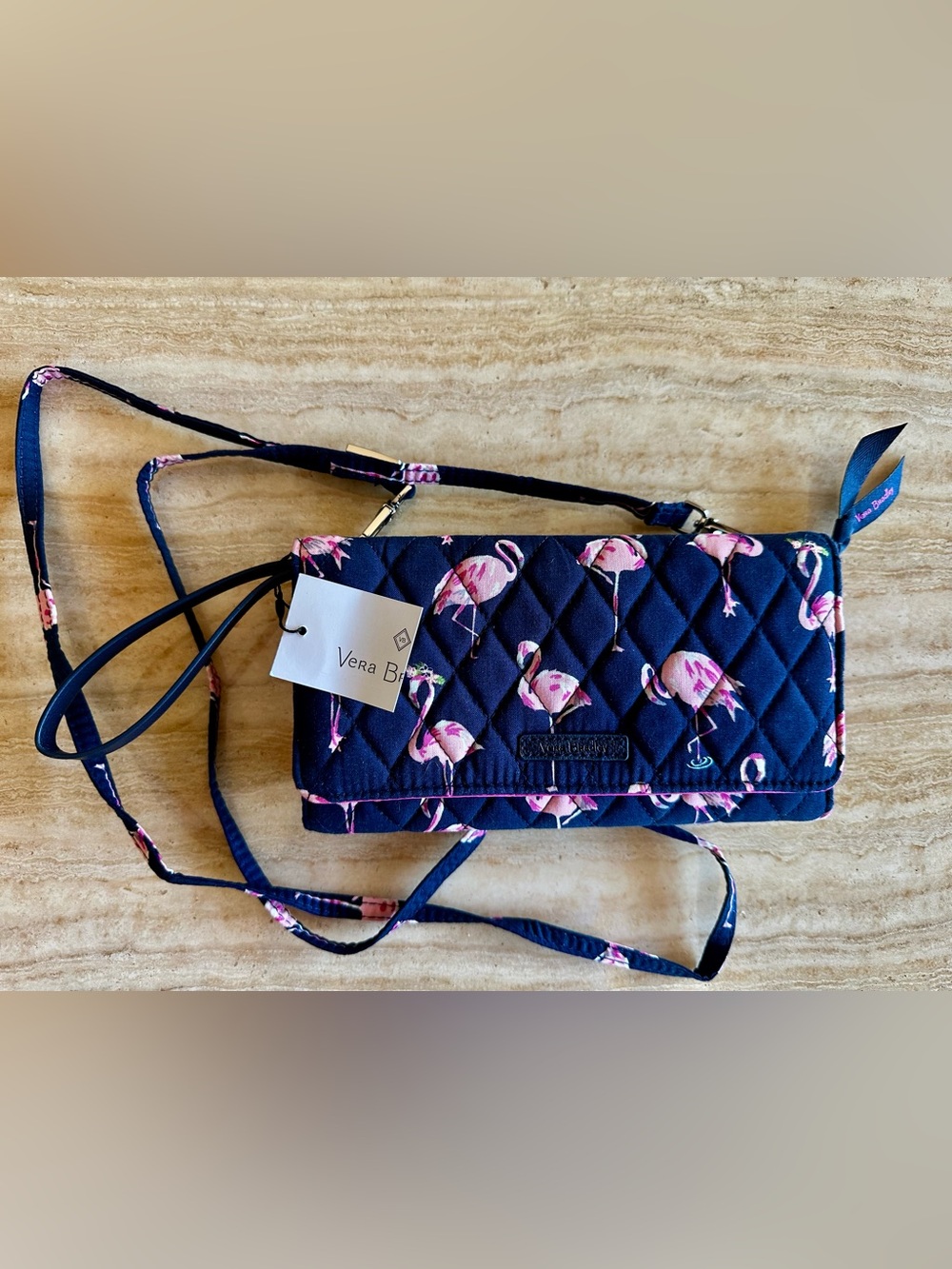NWT Vera Bradley RFID 3-in-1 Flamingo Fiesta Adjust Crossbody Wallet Wristlet